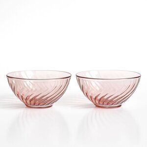 Vintage Pink Swirl Glass Bowls – Luminarc France Dessert Bowls Set of 2, Blush P